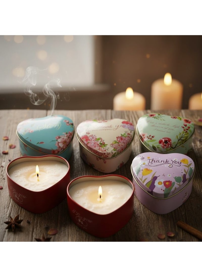 زوبا 6 قطع من فواحة شمعة عطرية معدنية شكل قلب – متعددة الأشكال بروائح جذابة لأجواء دافئة ومريحة - Image 1